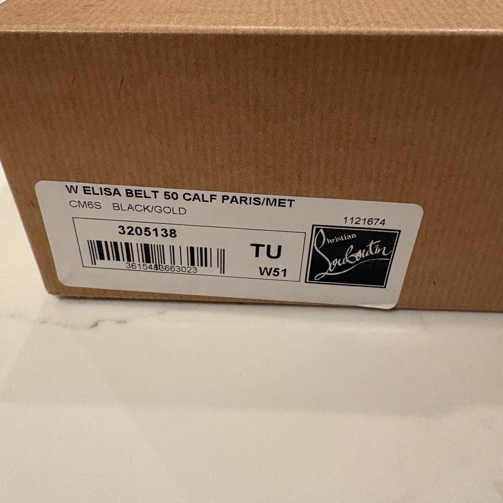 Christian Louboutin Black Belt with  Gold hardware New in Box - Picture 2 of 11